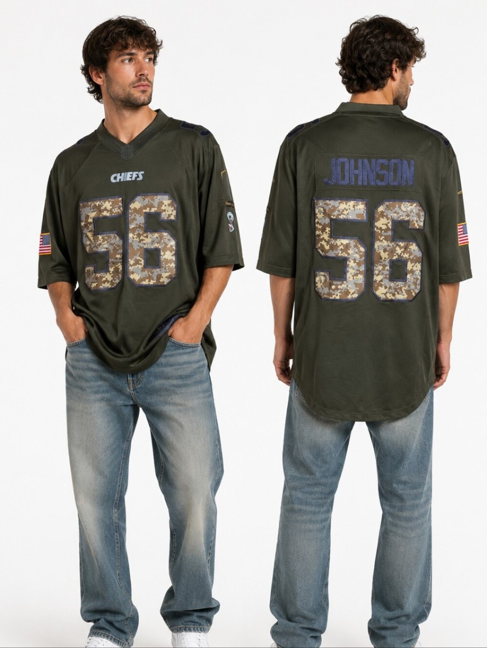 Nike Kansas City Chiefs Salute To Service D. Johnson #56 Camo Jersey Size Mens L